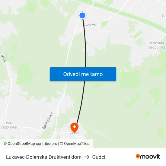 Lukavec-Dolenska Društveni dom to Gudci map
