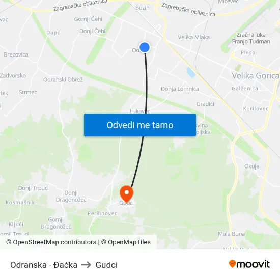 Odranska - Đačka to Gudci map
