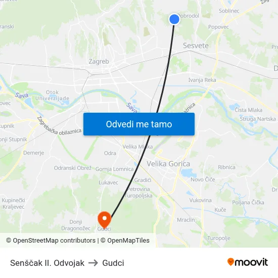 Senščak II. Odvojak to Gudci map