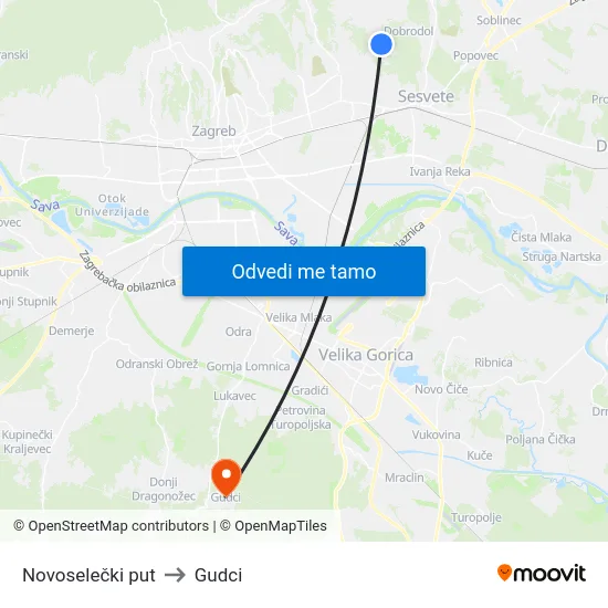 Novoselečki put to Gudci map