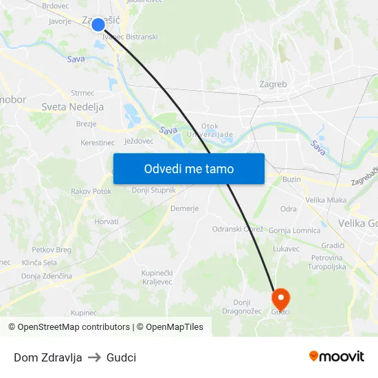 Dom Zdravlja to Gudci map