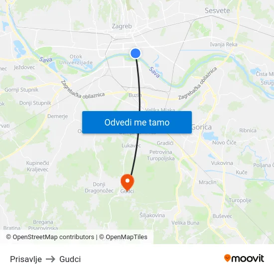 Prisavlje to Gudci map