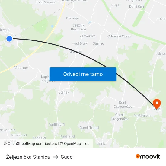 Željeznička Stanica to Gudci map