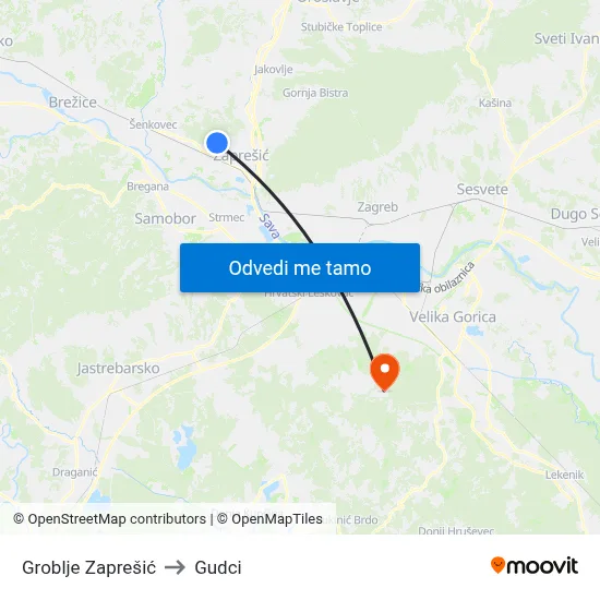 Groblje Zaprešić to Gudci map