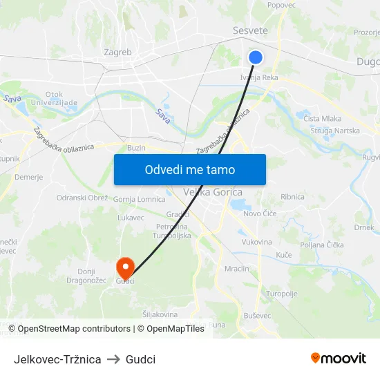 Jelkovec-Tržnica to Gudci map