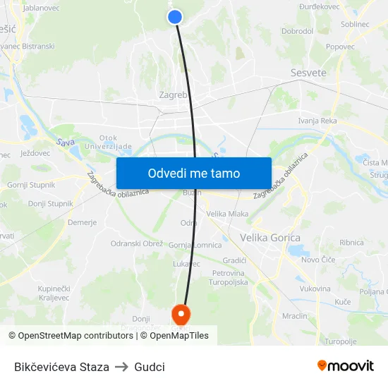 Bikčevićeva Staza to Gudci map