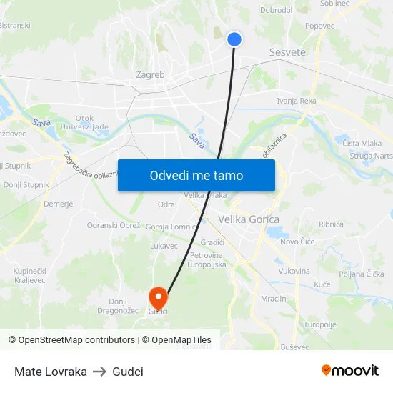 Mate Lovraka to Gudci map