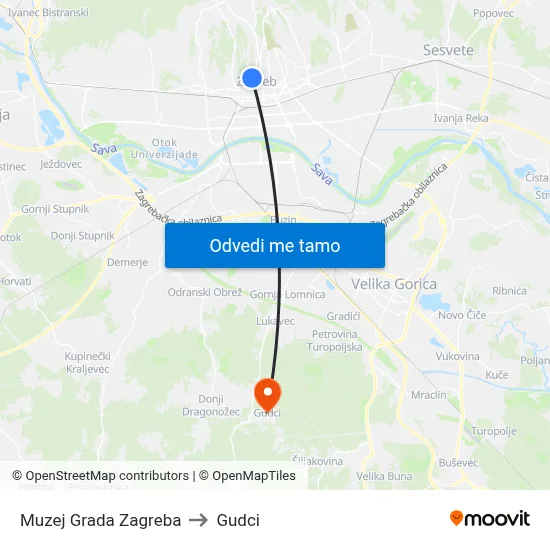 Muzej Grada Zagreba to Gudci map