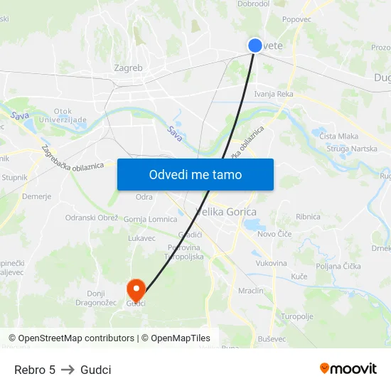 Rebro 5 to Gudci map