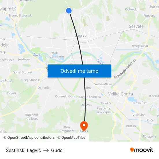 Šestinski Lagvić to Gudci map