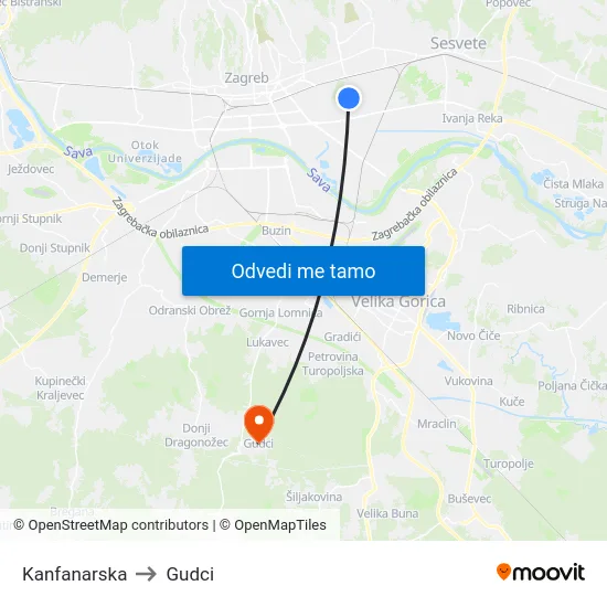 Kanfanarska to Gudci map