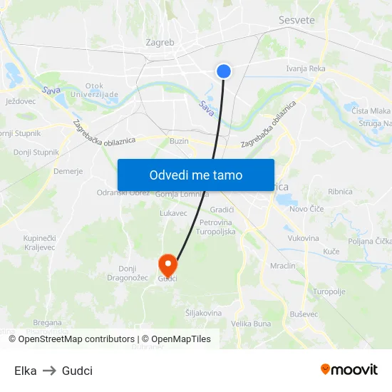 Elka to Gudci map