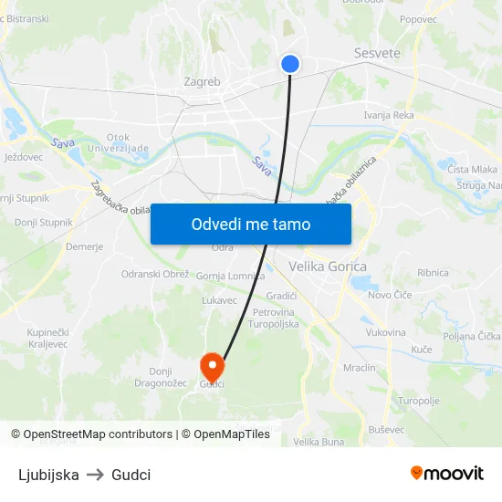 Ljubijska to Gudci map