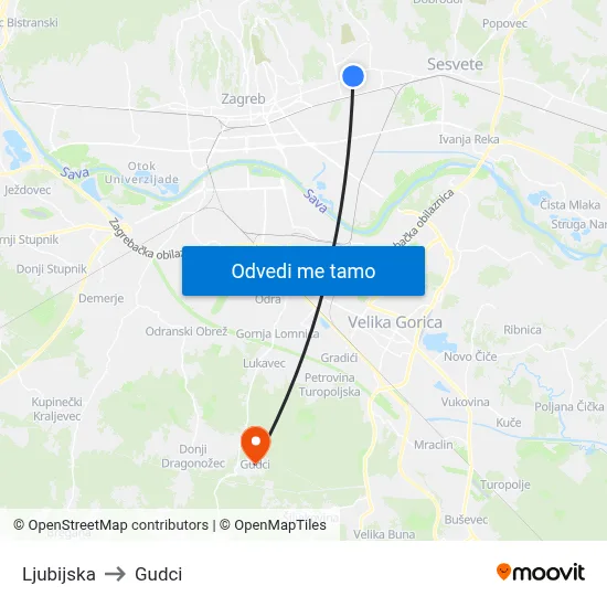 Ljubijska to Gudci map
