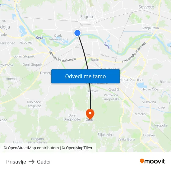 Prisavlje to Gudci map