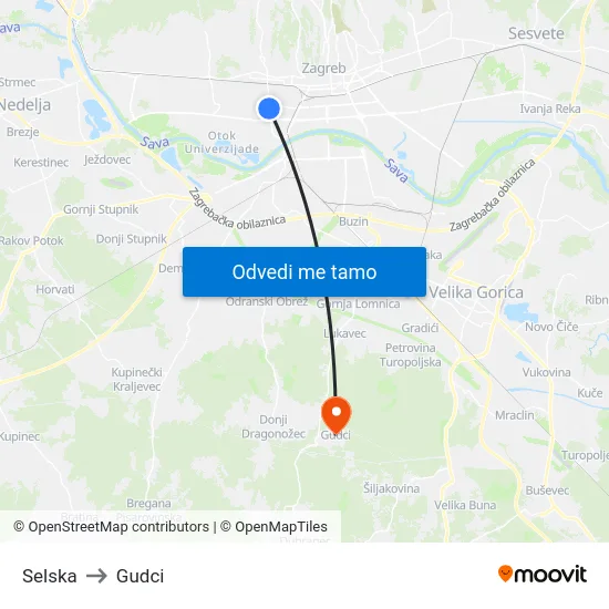 Selska to Gudci map