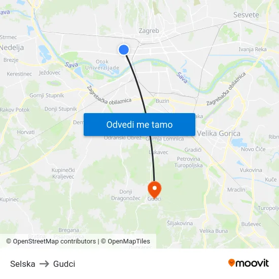Selska to Gudci map