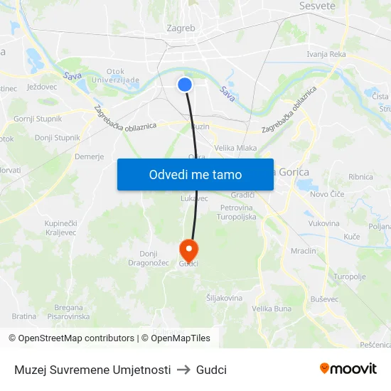 Muzej Suvremene Umjetnosti to Gudci map