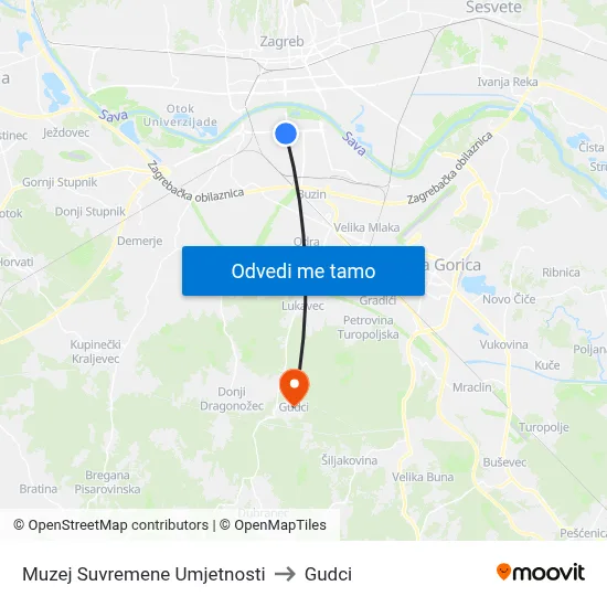 Muzej Suvremene Umjetnosti to Gudci map