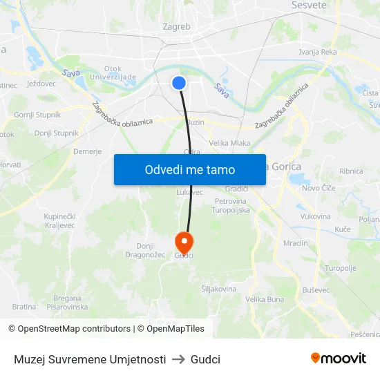 Muzej Suvremene Umjetnosti to Gudci map