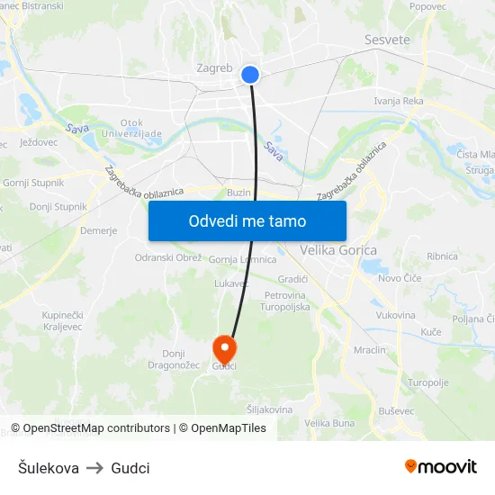 Šulekova to Gudci map
