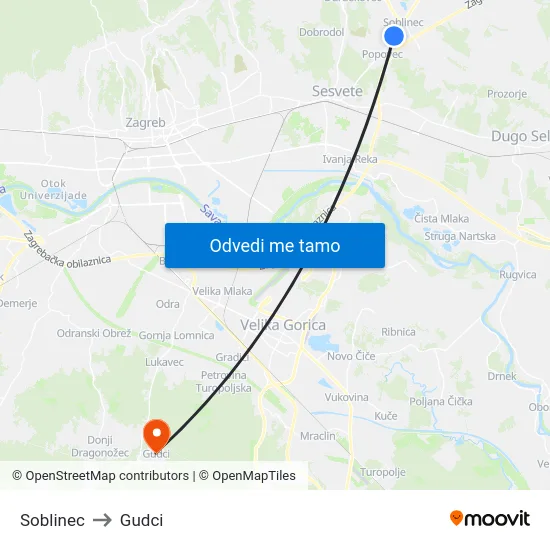 Soblinec to Gudci map