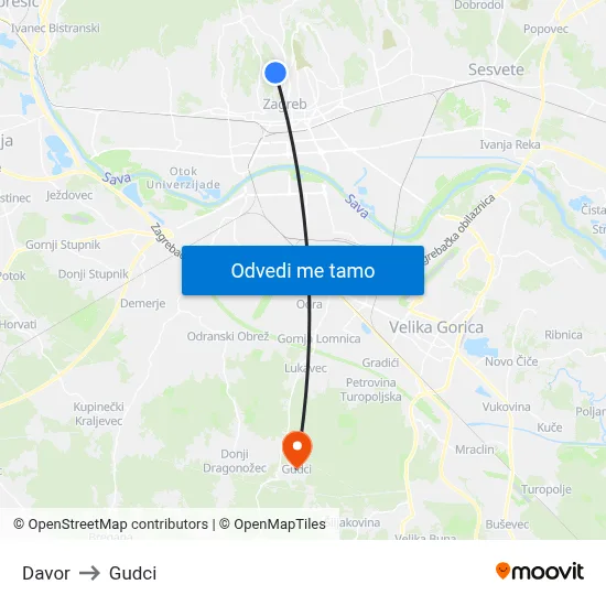 Davor to Gudci map