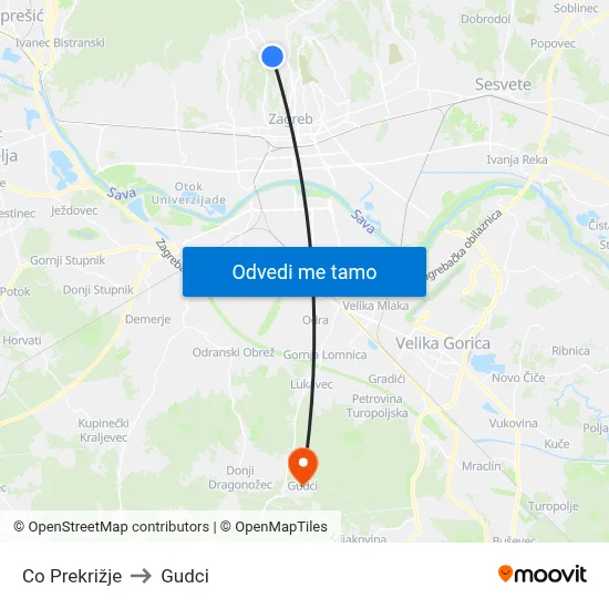 Co Prekrižje to Gudci map