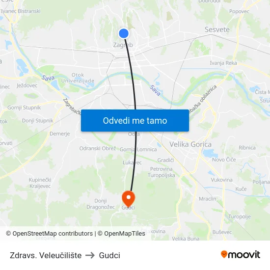 Zdravs. Veleučilište to Gudci map