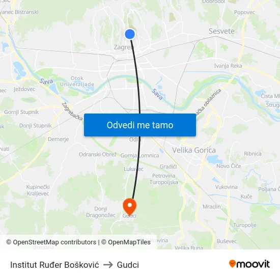 Institut Ruđer Bošković to Gudci map