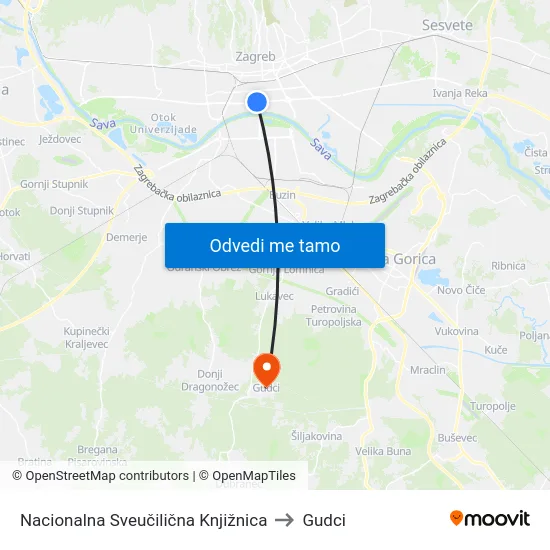 Nacionalna Sveučilična Knjižnica to Gudci map