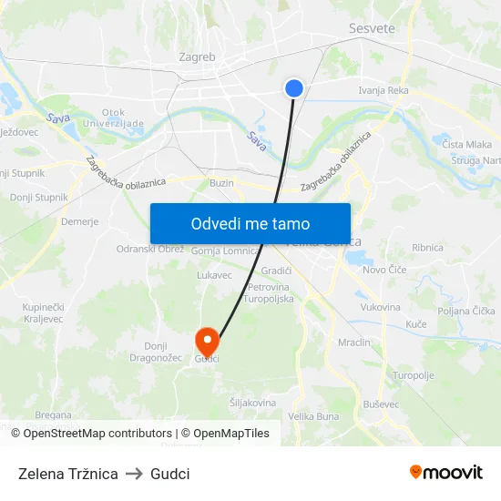 Zelena Tržnica to Gudci map