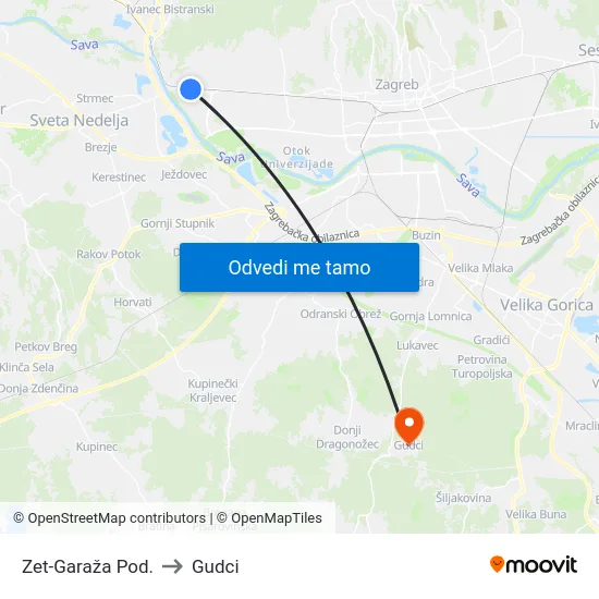 Zet-Garaža Pod. to Gudci map