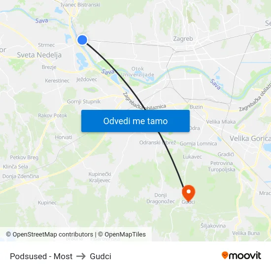 Podsused - Most to Gudci map