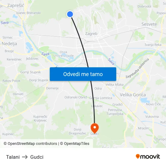 Talani to Gudci map