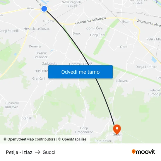 Petlja - Izlaz to Gudci map