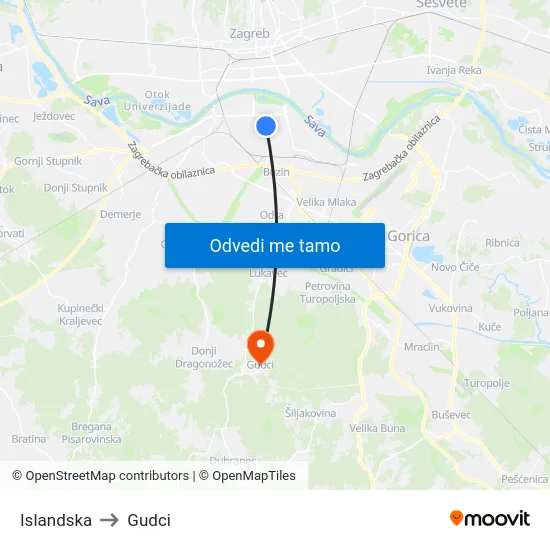 Islandska to Gudci map