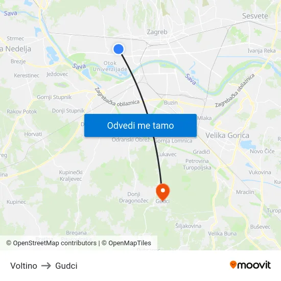 Voltino to Gudci map
