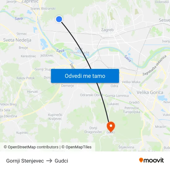 Gornji Stenjevec to Gudci map