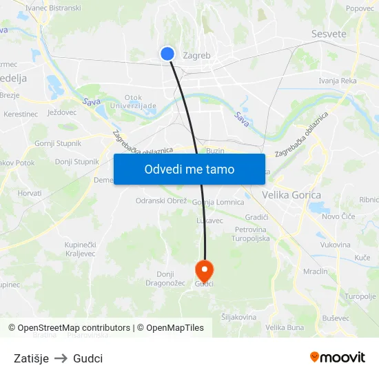 Zatišje to Gudci map