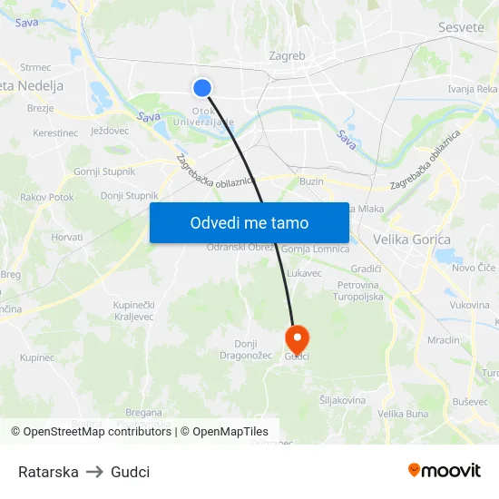 Ratarska to Gudci map