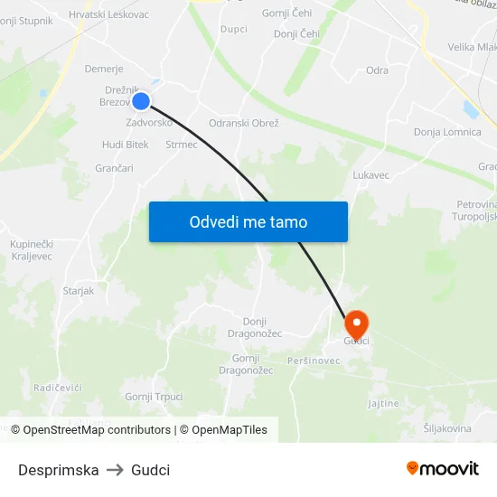 Desprimska to Gudci map