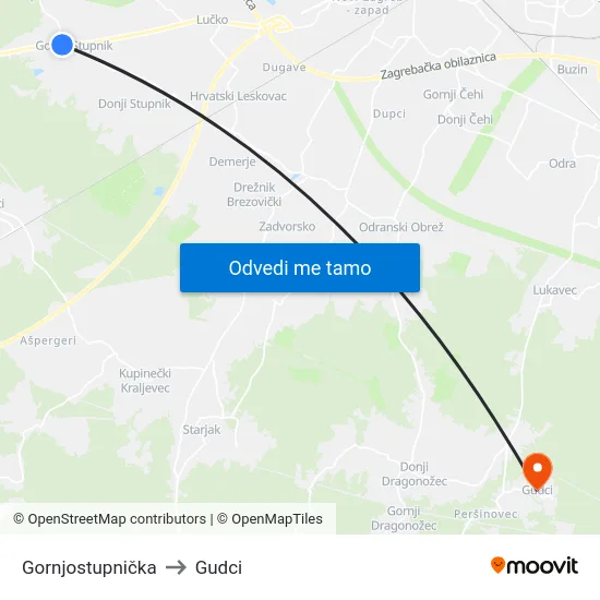 Gornjostupnička to Gudci map