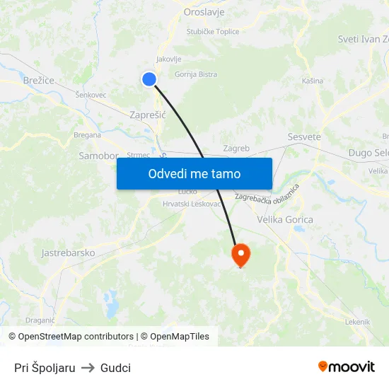 Pri Špoljaru to Gudci map