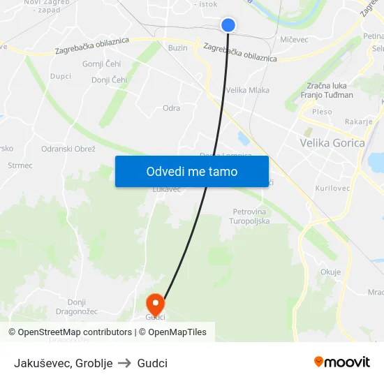 Jakuševec, Groblje to Gudci map