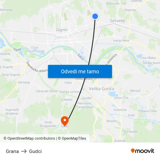 Grana to Gudci map