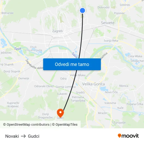 Novaki to Gudci map