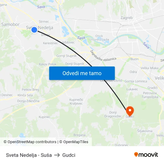 Sveta Nedelja - Suša to Gudci map