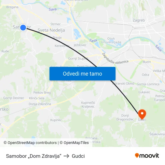 Samobor „Dom Zdravlja“ to Gudci map