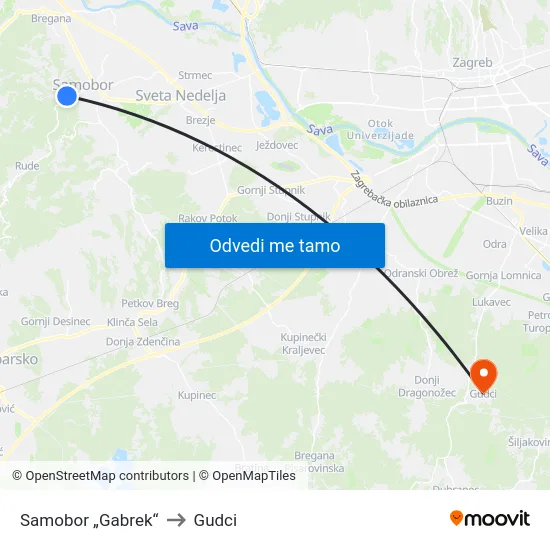 Samobor „Gabrek“ to Gudci map